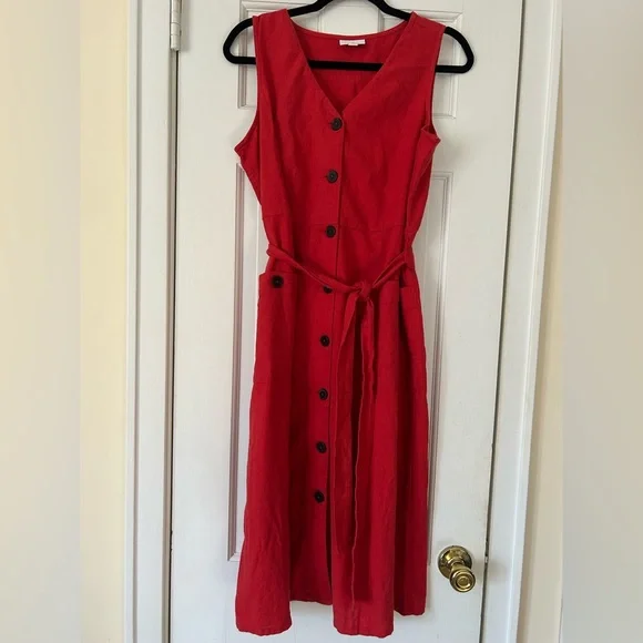 J Jill Linen Blend Button Down Dress - Picture 3 of 8